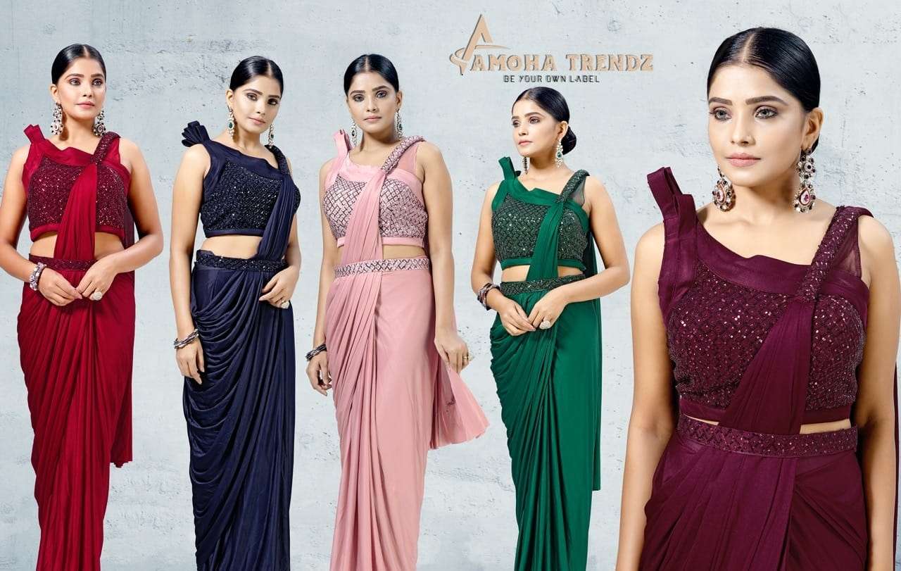 Amoha trend Ready to wear designer saree collection Design N...