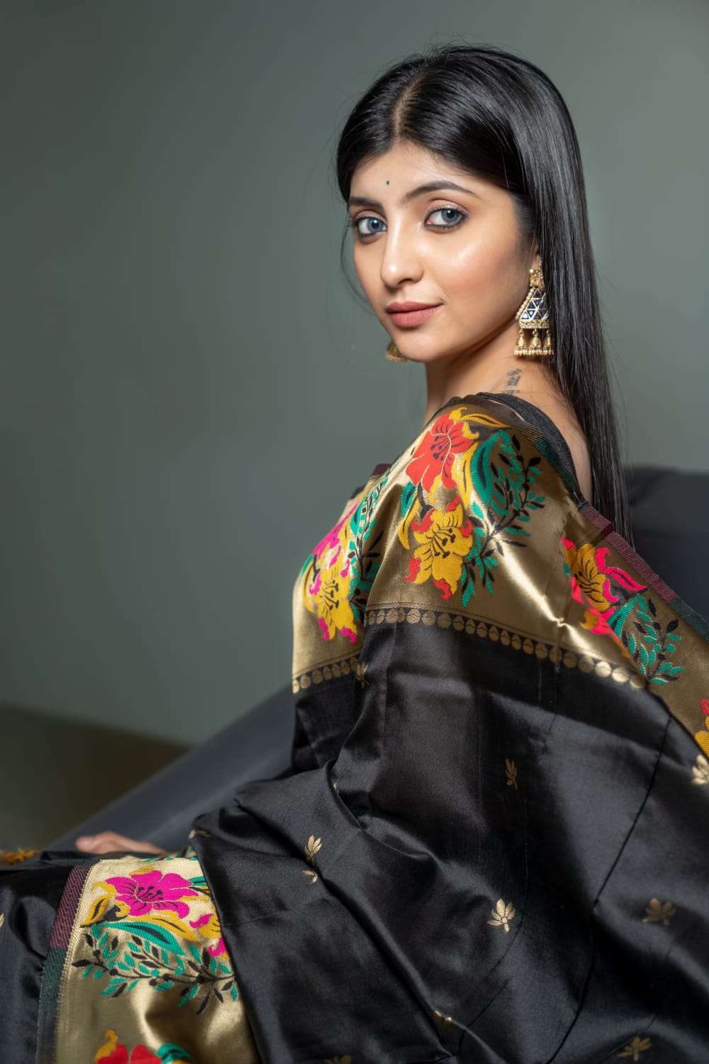 ART SILK WITH JAQURED WEAVING BLACK SAREE COLLECTION