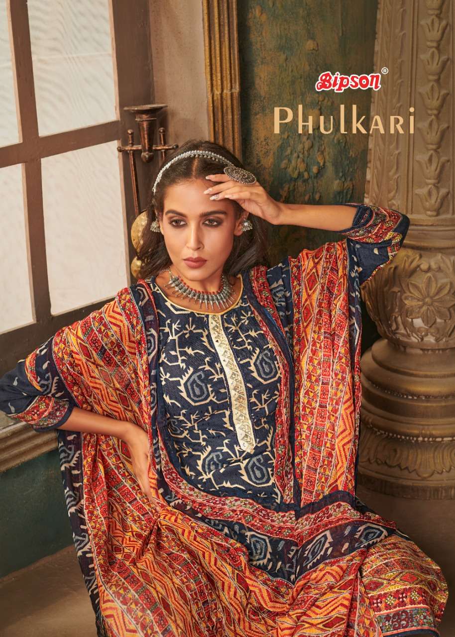 Bipson Fashion Phulkari Pashmina print Winter Dress Material...