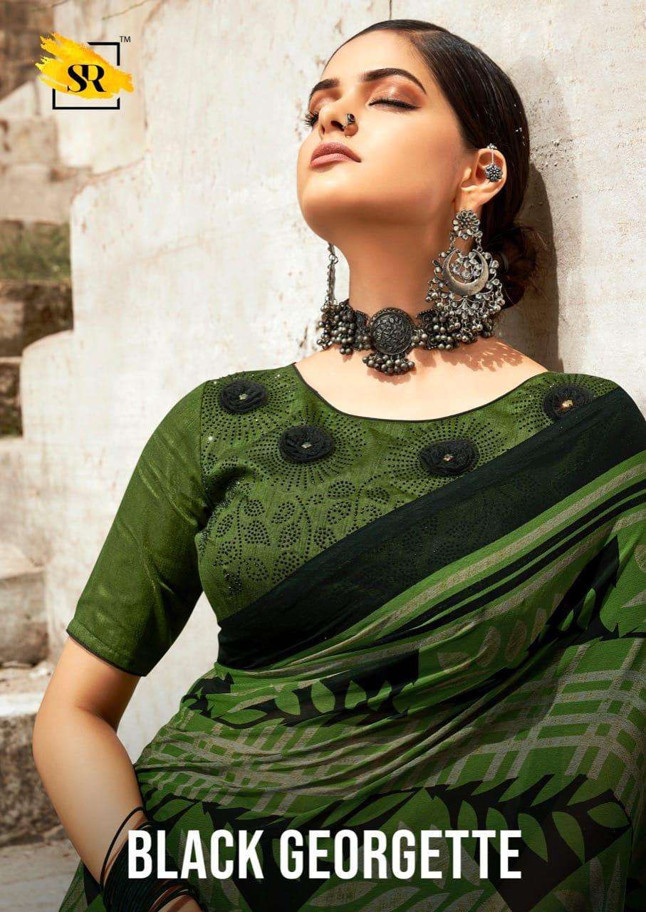 BLACK GEORGETTE WITH SWROSKI WORK SAREE COLLECTION