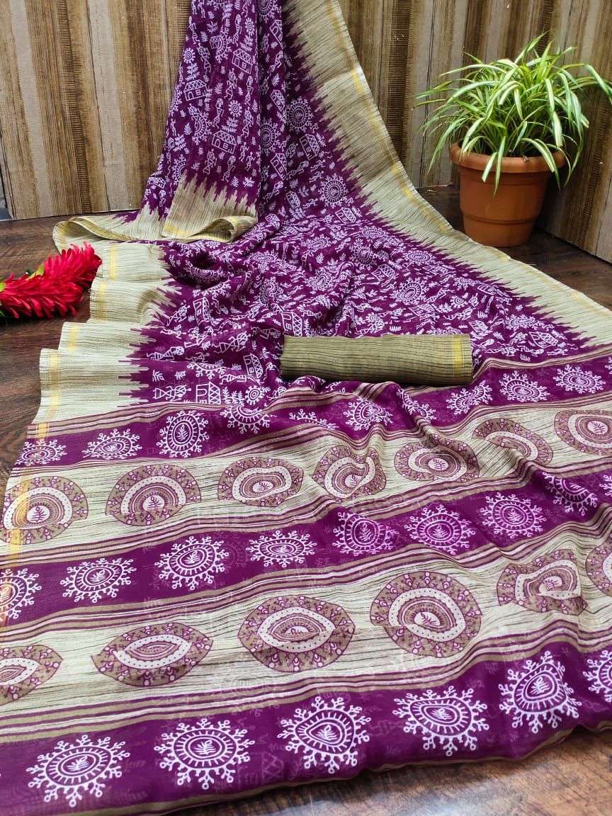 Cotton flex with printed saree collection