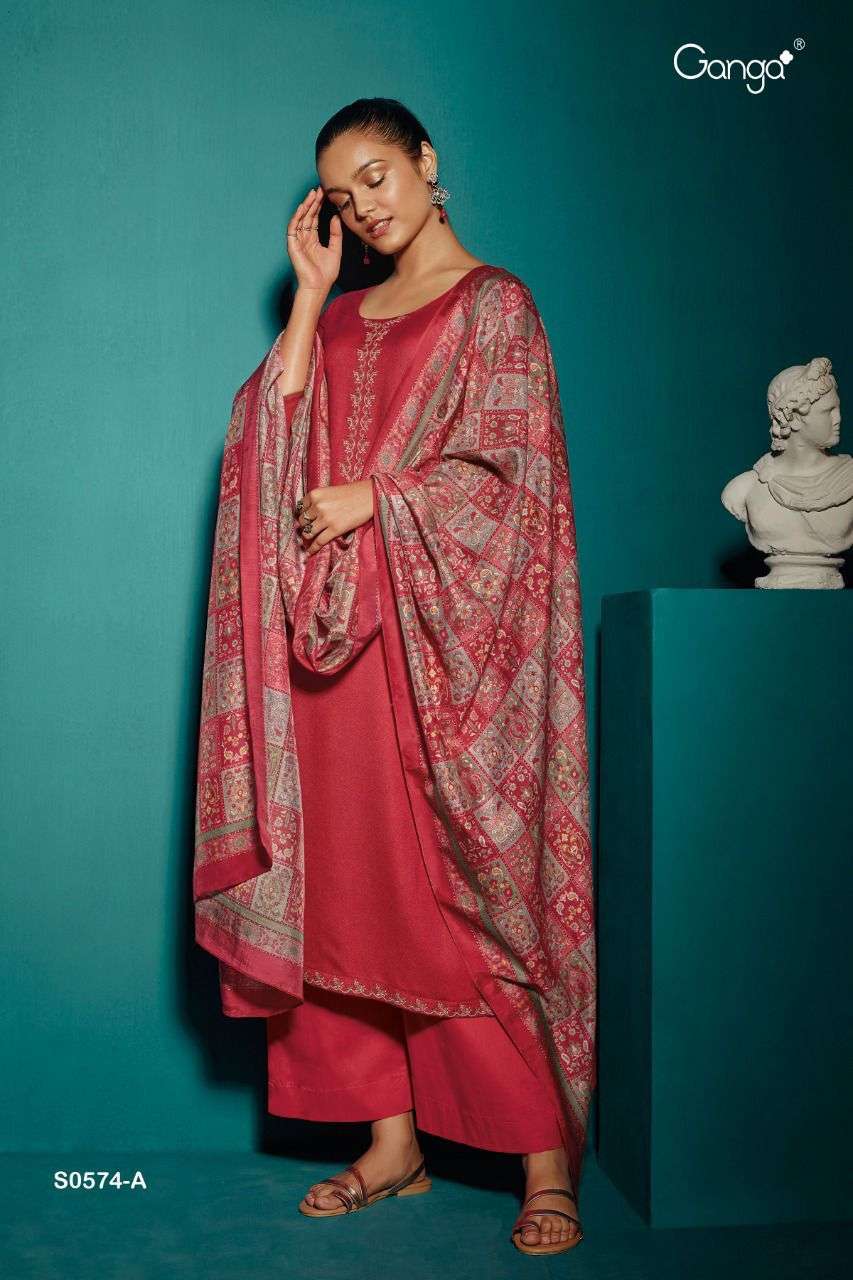 Ganga Jorah 574 series Cotton Satin print With Embroidery Wo...