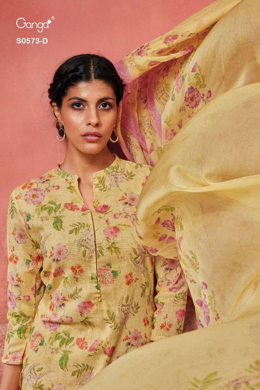 Ganga Rukh 573 Series Cotton Linen Printed Suits Collection