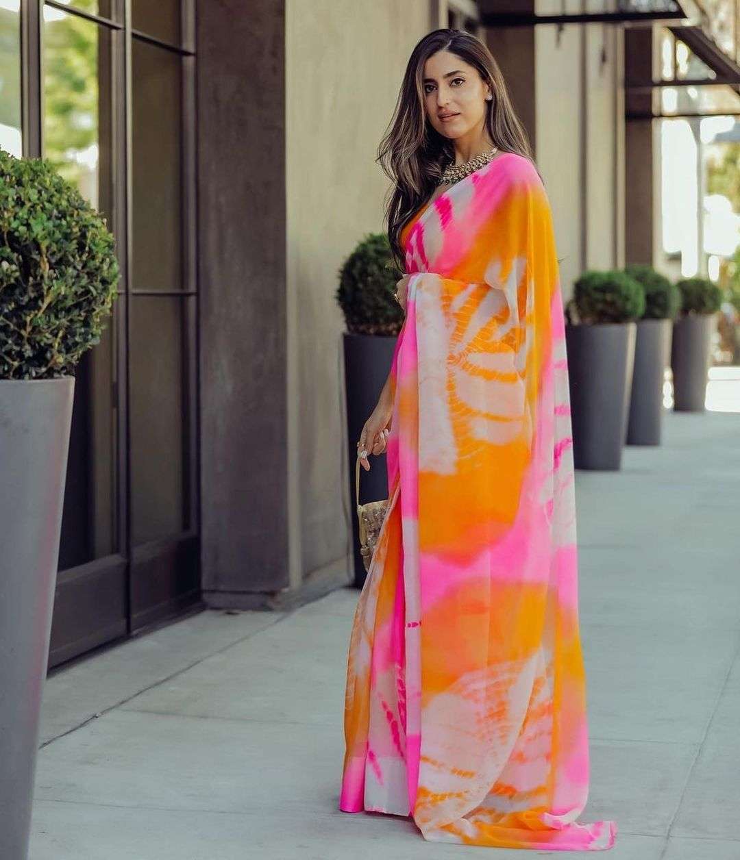 Georgette with shibori regular wear saree collection