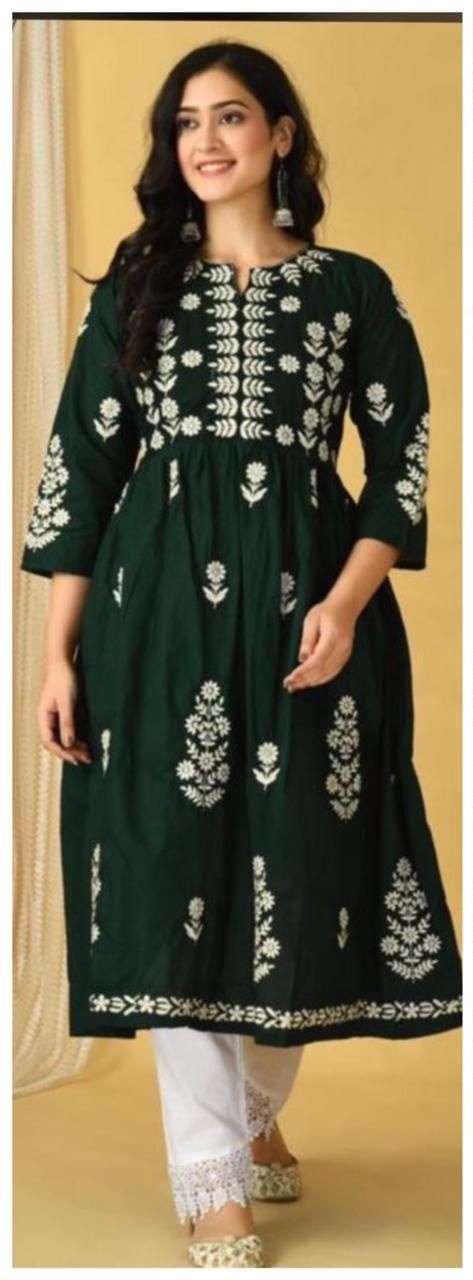 Gulabo cotton with embroidery work kurti with pant collectio...