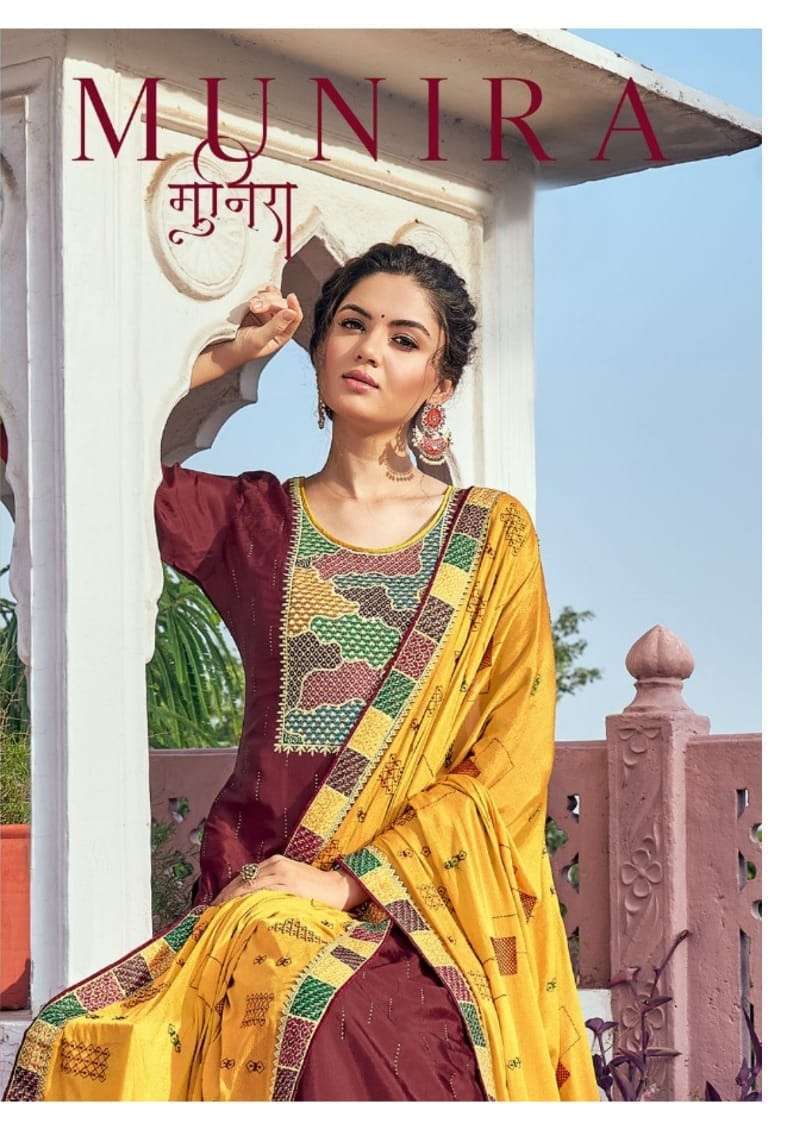 Kessi Fabrics Four Dots Munira viscose Upada Silk With Embro...