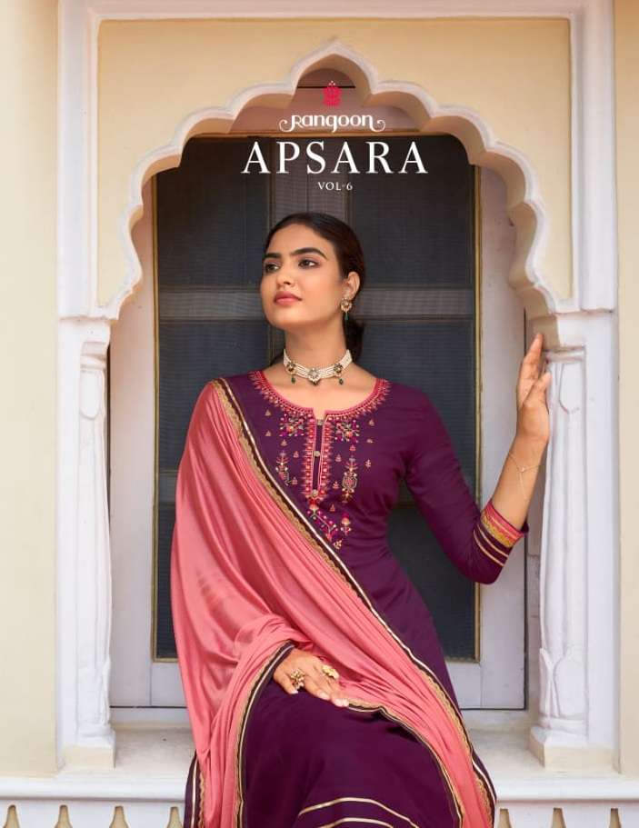 Kessi fabrics Rangoon Apsara Vol 6 Rayon With Embroidery Wor...