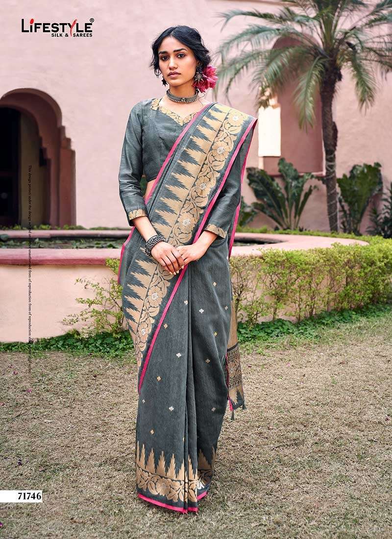 Life style paheli linen silk designer saree collection