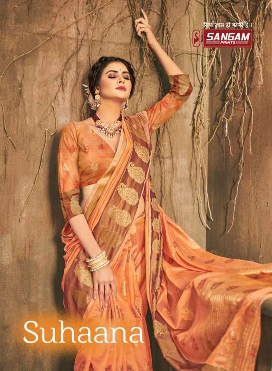 Sangam print Suhaana silk with weaving saree collection