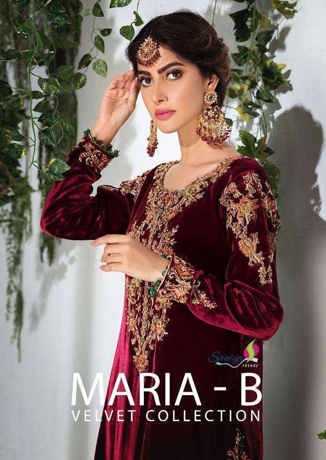 saniya Trendz Maria B Velvet Collection Velvet with Embroide...