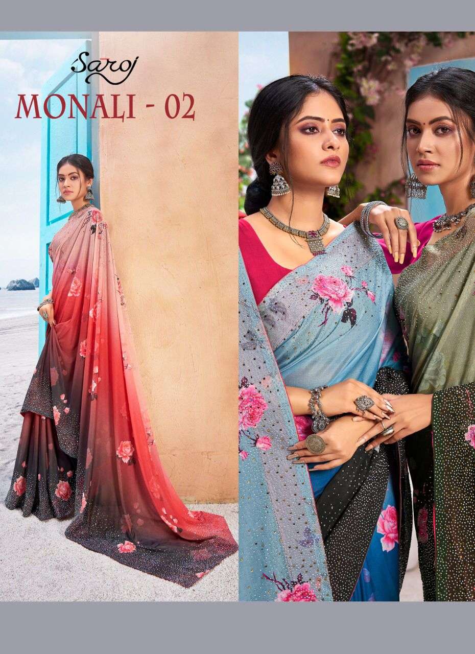 Saroj monali vol 2 lycra with printed saree collection