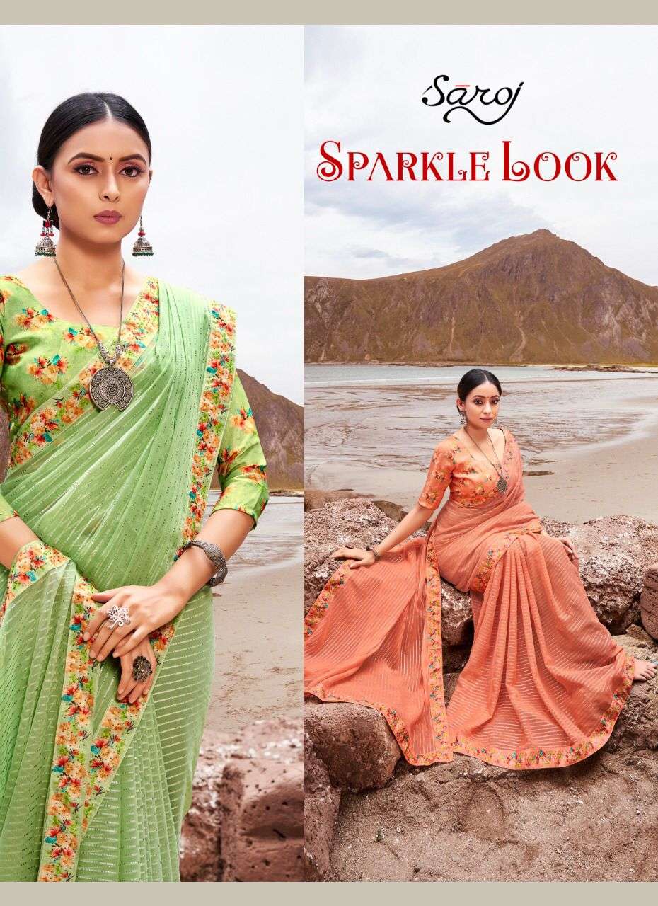 Saroj sparkal look georgette saree collection