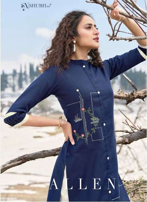 Shubh NX Allen Cotton With Embroidery work Kurti With Bottom...