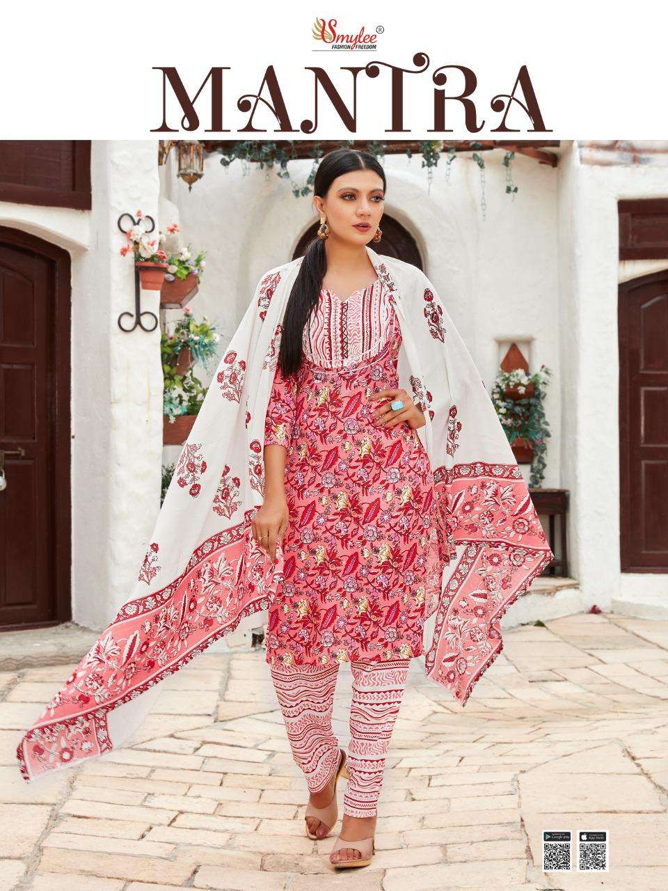 Smylee Mantra Rayon print With Work readymade suits Collecti...