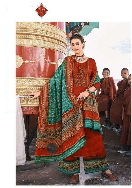 Tanishk Fashion Leh Pashmina Print With Embroidery Work Dres...