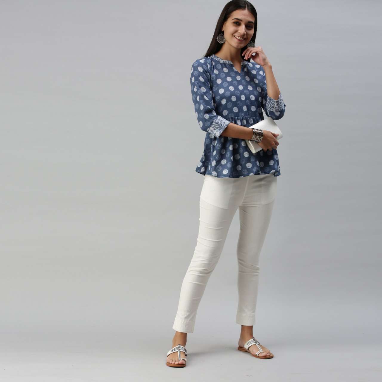 Tokyo Cotton With Polka Print Wester Tops