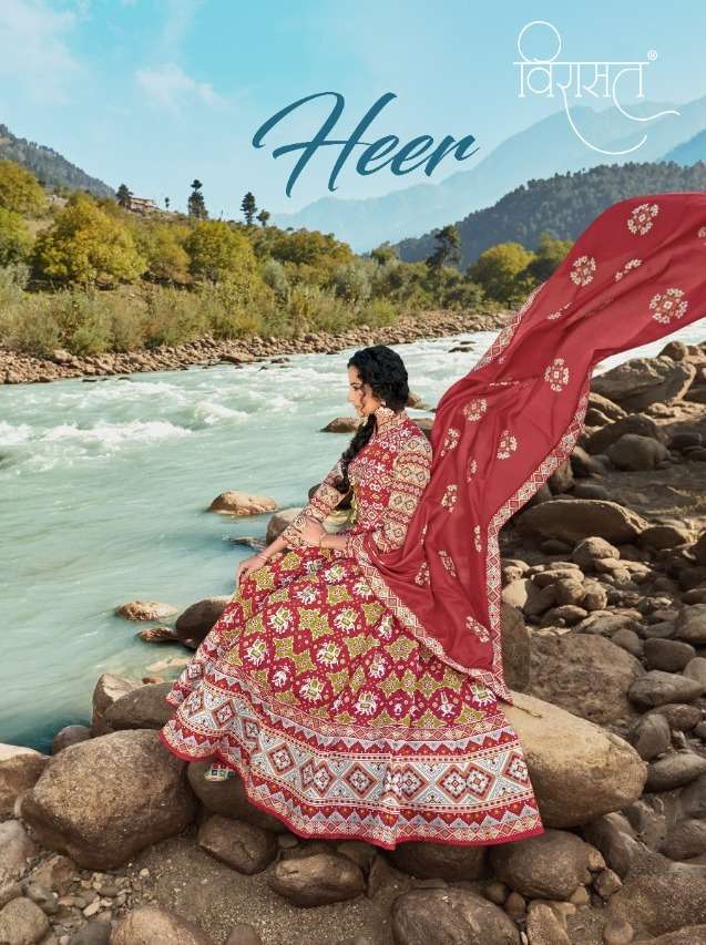 Virasat Heer silk patola Digital print Readymade Gown Suits ...