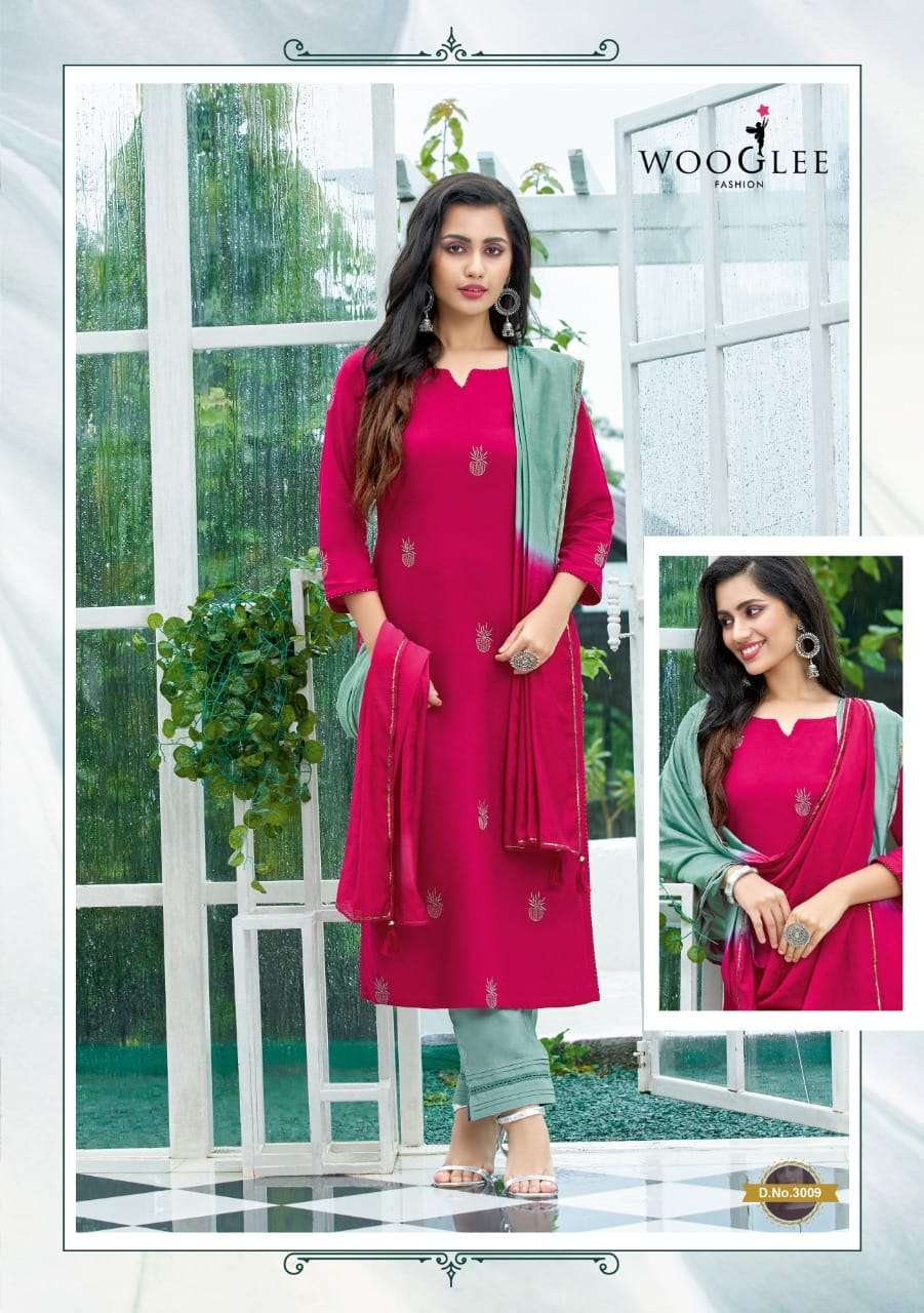 Wooglee Butterfly Rayon With Embroidery hand Work Kurti With...