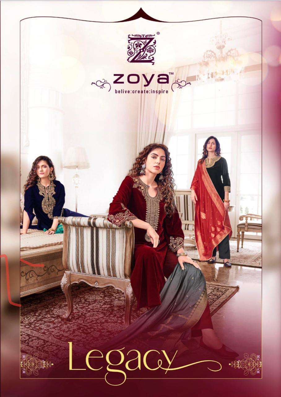 Zoya Legacy velvet With Work Pashmina Dress Material Collect...