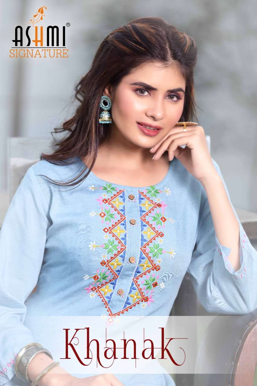 Ashmi Khanak Regular Wear Rayon with Embroidery Work Readyma...