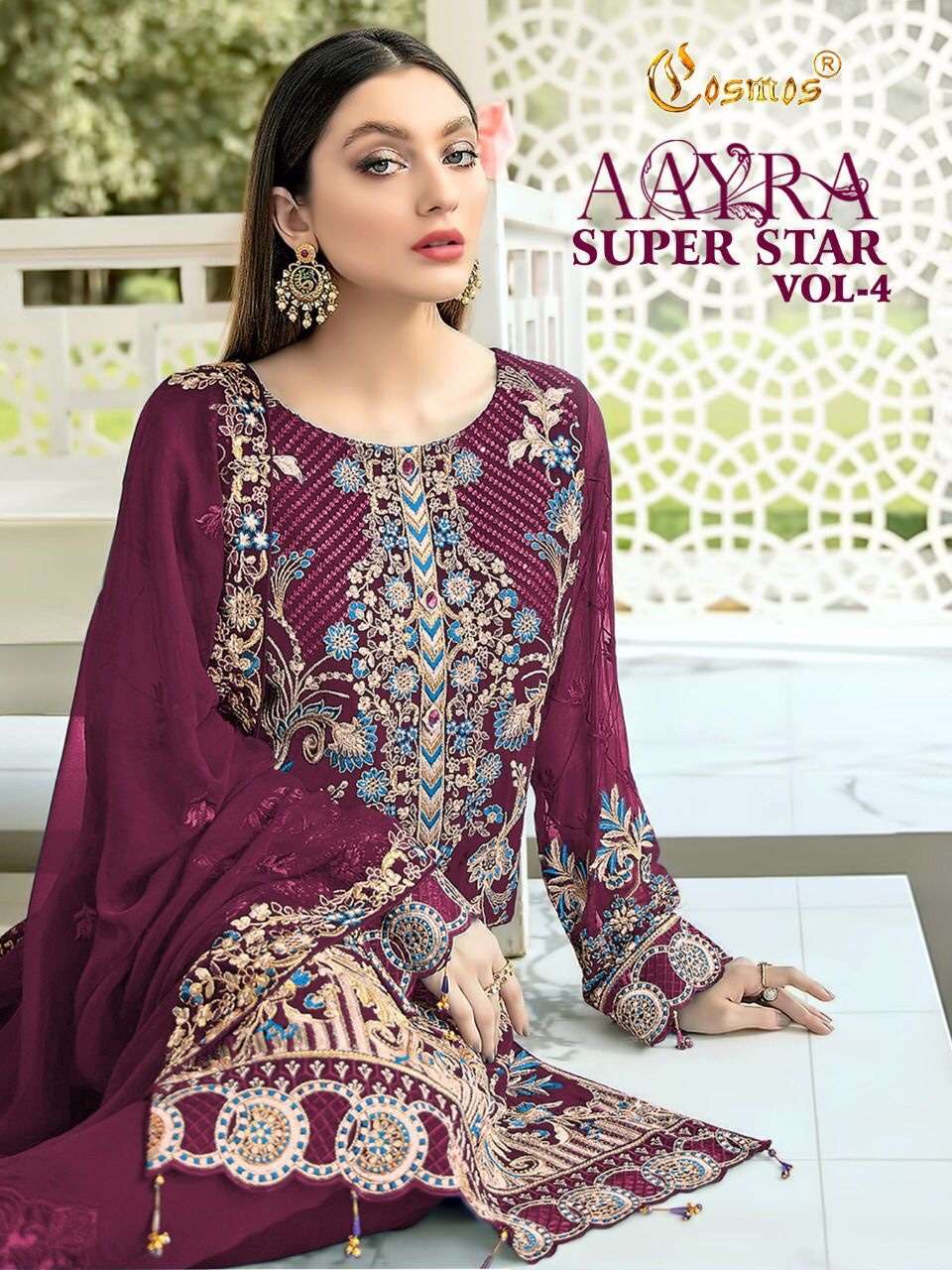 Cosmos aayra superstar vol 4 faux georgette with embroidery ...