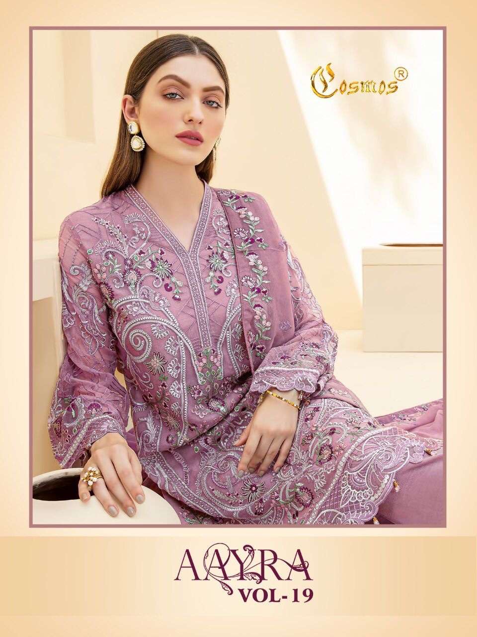 Cosmos aayra vol 19 faux georgette with embroidery work paki...