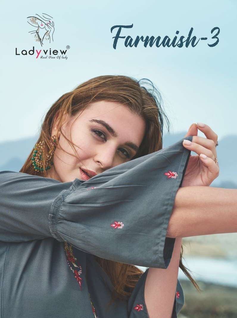 Farmaish vol 3 Ladyview Rayon with embroidery work kurti col...