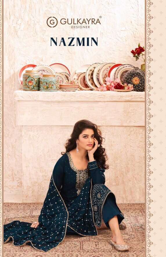 Gulkayra designer nazmin real georgette with heavy embroider...
