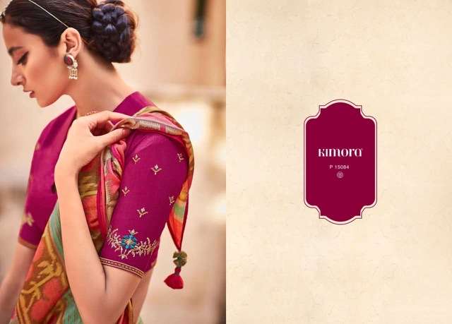 Kimora fashion meera vol 5 printed brasso designer sarees co...