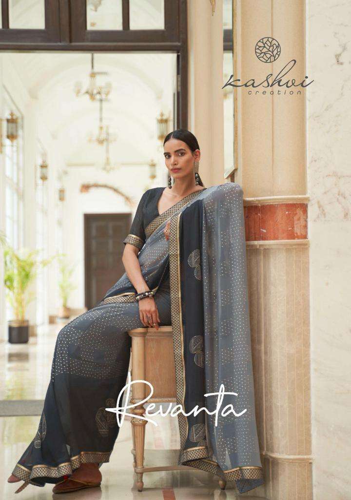 LT Fabrics Kashvi Creation Revanta Foil Printed Georgette Sa...