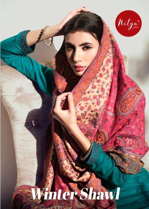 LT Fabrics Nitya Winter Shawl Printed Pashmina with Embroide...