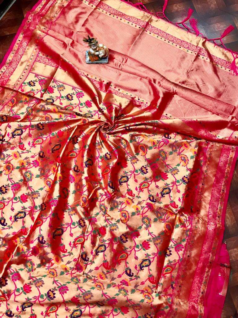 Nandini traditional paithani silk with weaving silk saree co...