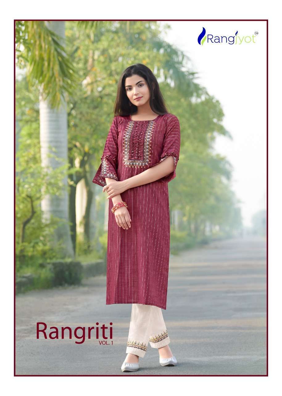 Rangjyot Rangriti Vol 1 Two Tone Rayon with Work Readymade K...