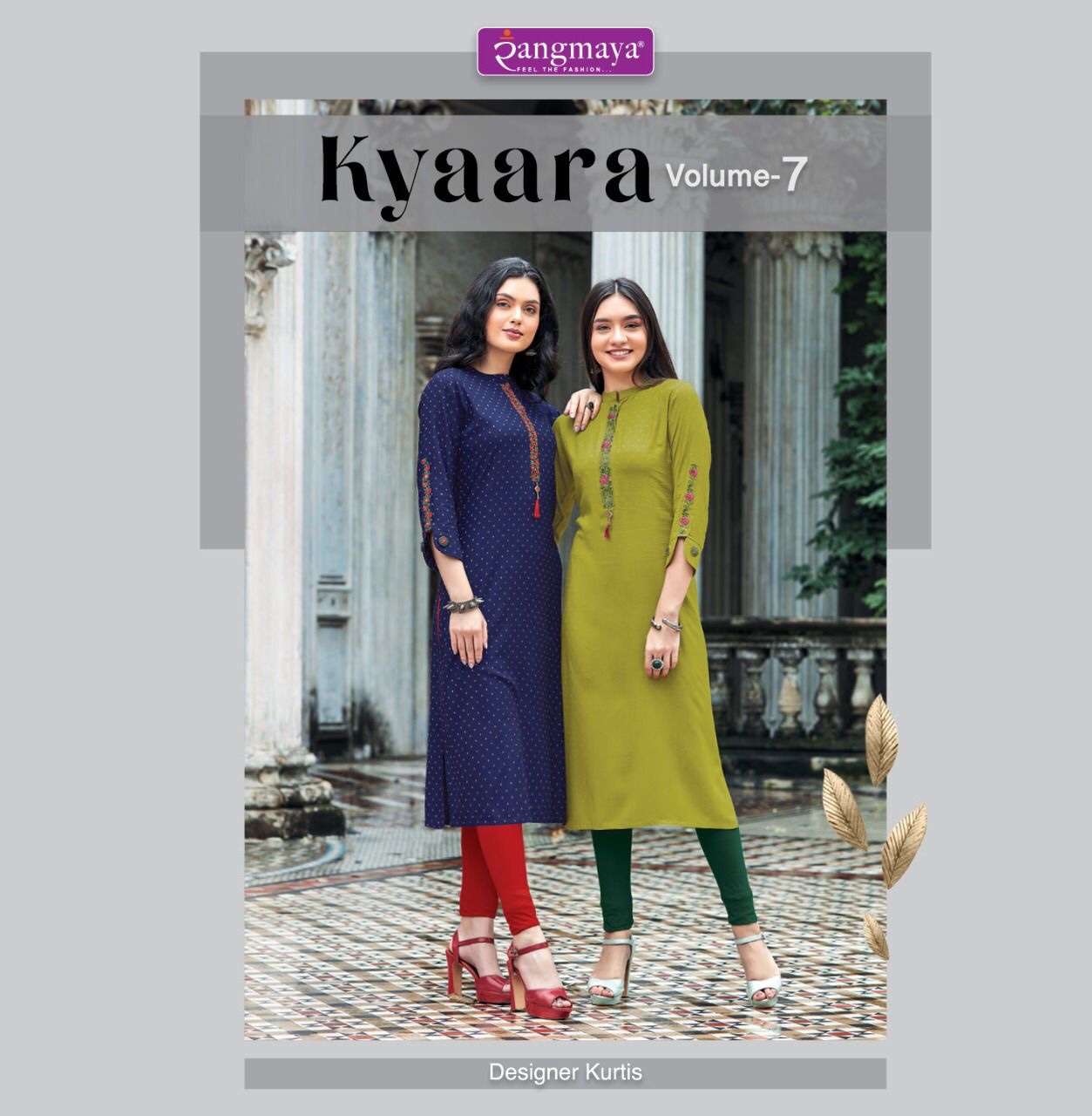 Rangmaya kyaara vol 7 rayon readymade kurtis collection sura...