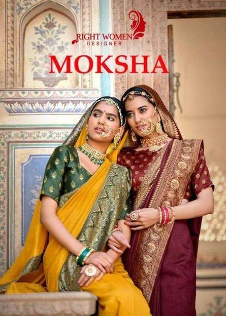 Right women moksha designer vichitra silk with work sarees a...