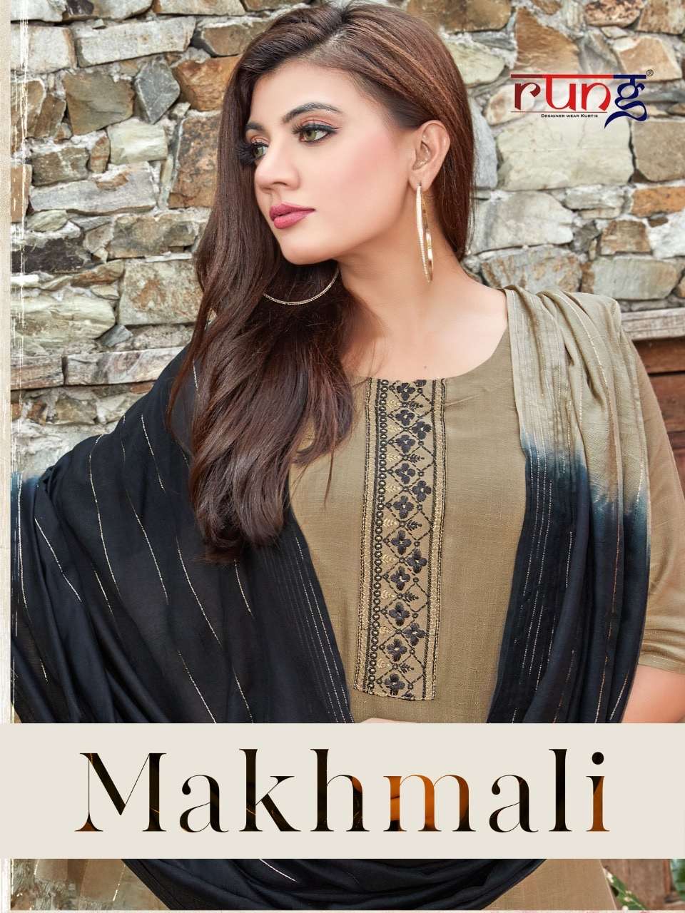 Rung makhmali rayon slub with embroidery work readymade suit...