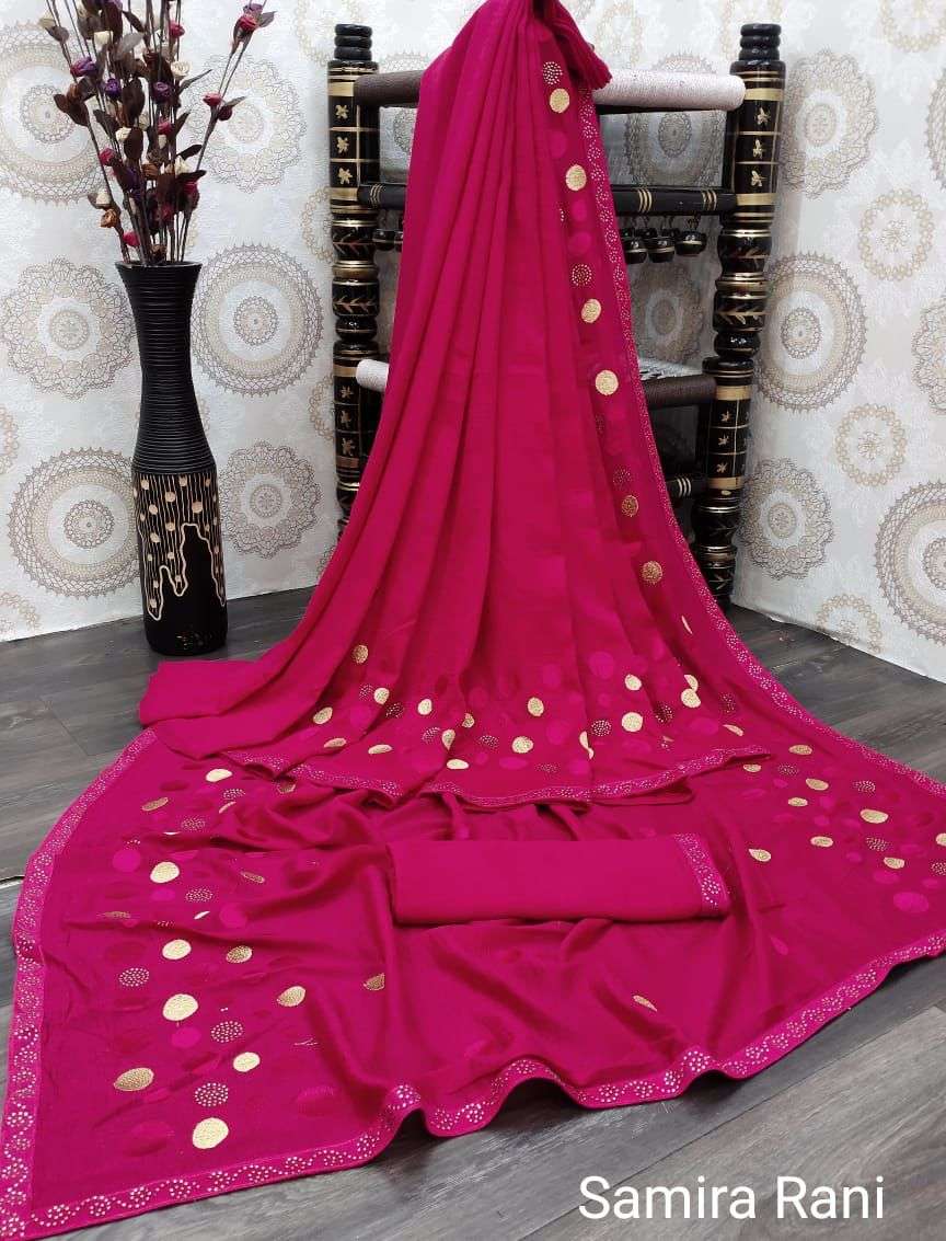  SAMIRA vichitra silk with multi embroidery work saree colle...