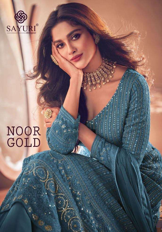 Sayuri Noor Gold Designer Real Georgette with Heavy Embroide...