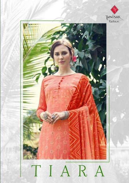 Tanishk fashion tiara digital printed pure jam with mirror h...