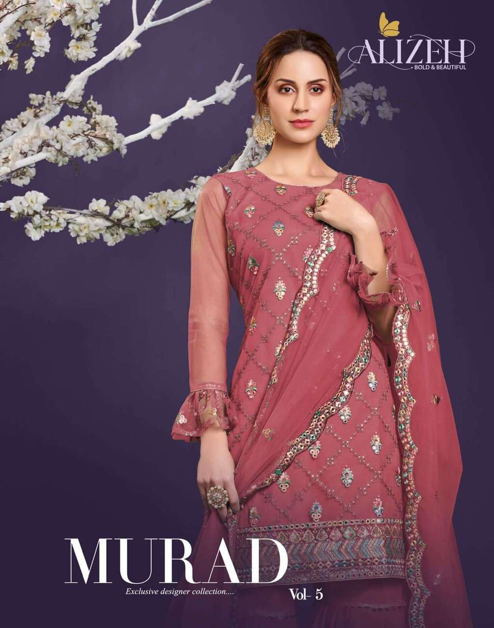 Alizeh murad vol 5 net with heavy embroidery work dress mate...