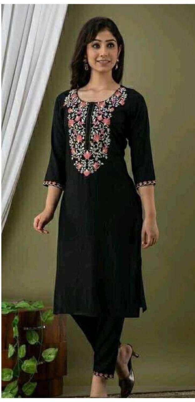 Bitcoin Rayon cotton with embroidery work kurti with bottom ...