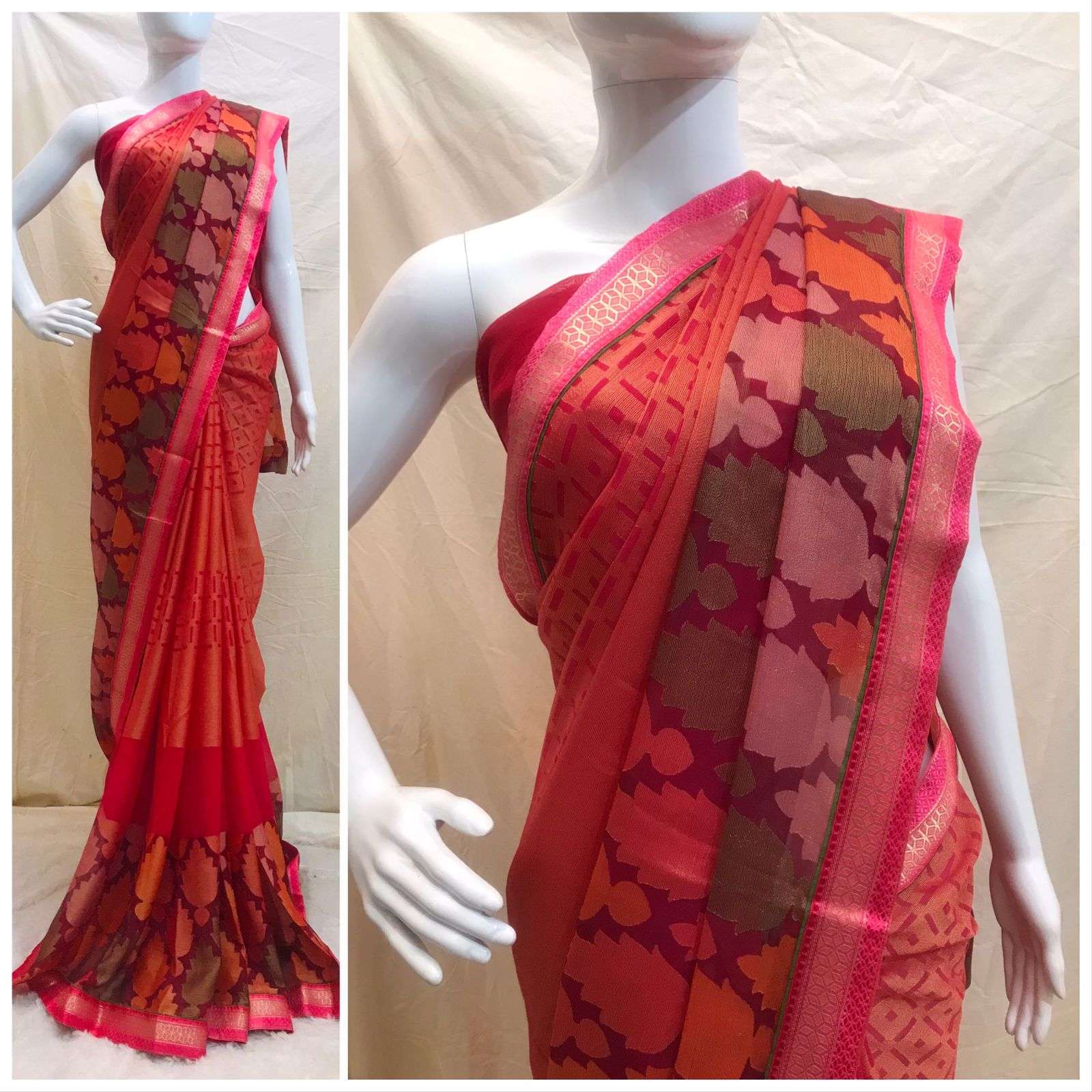 Flower brasso silk regular wear saree collection