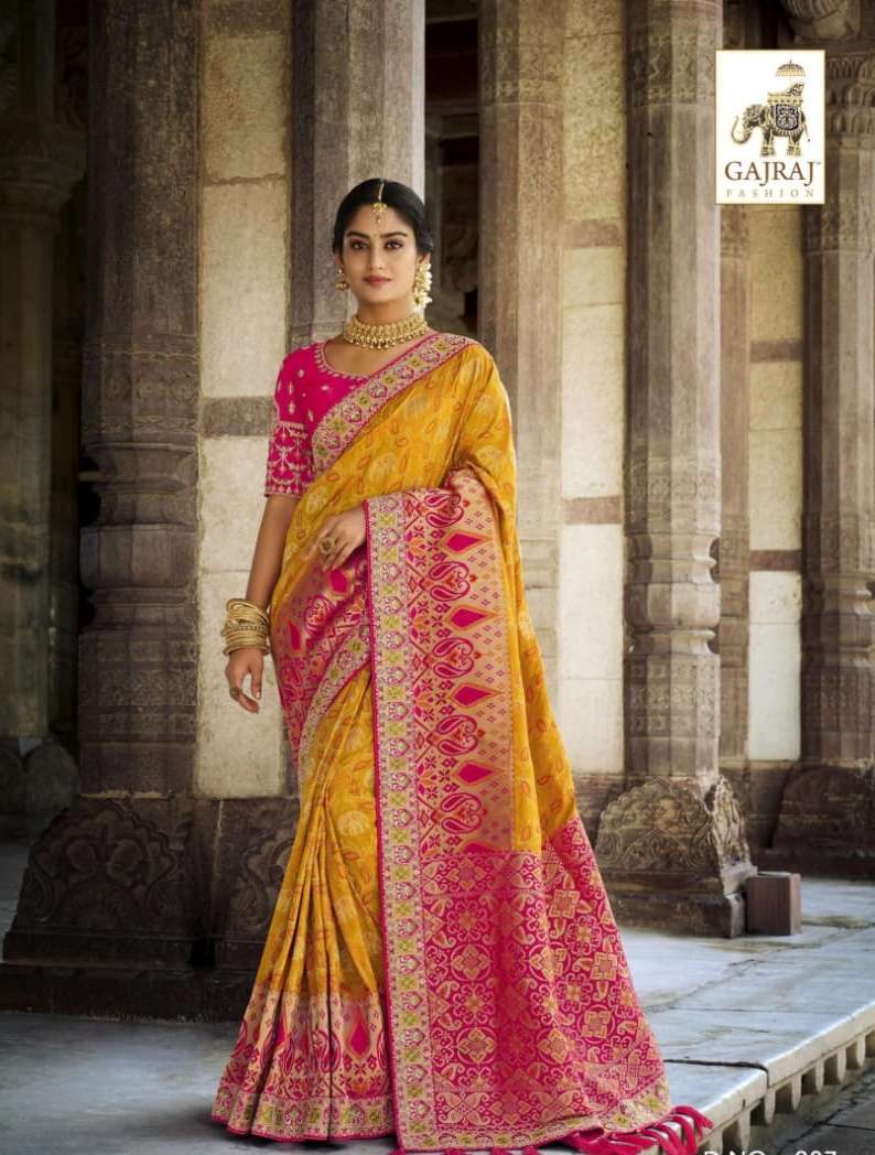 Gajraj 200 series traditional silk wedding wear designer sar...
