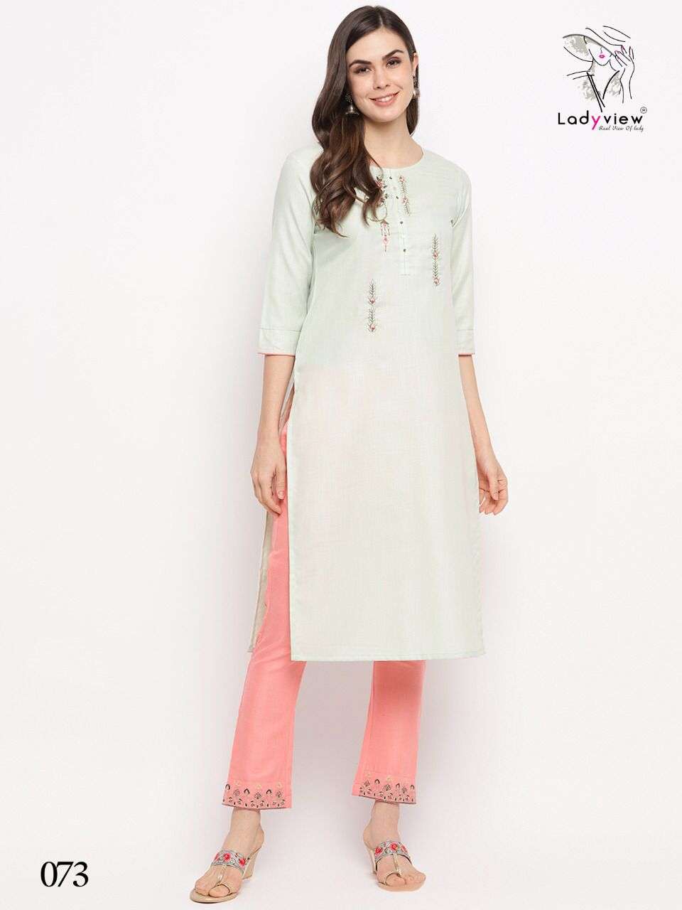 Lady view slub cotton with embroidery work Kurti  collection...