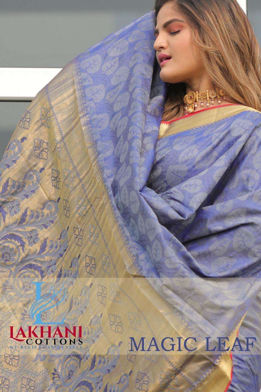 Lakhani cottons magic leaf printed silk sarees at Wholesale ...