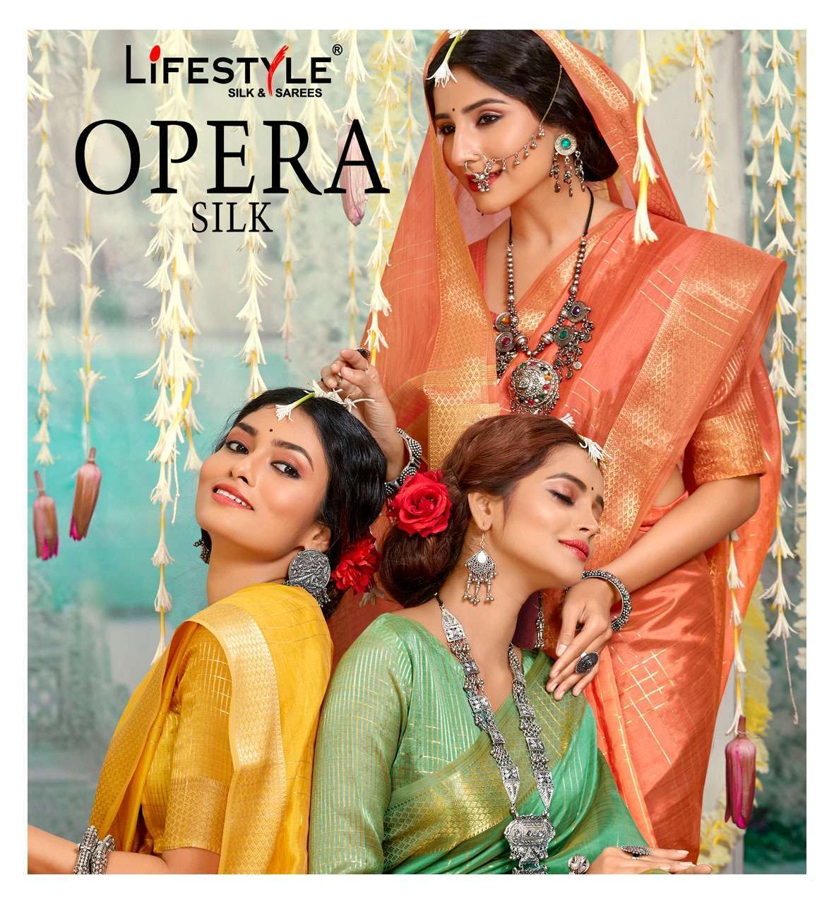 Lifestyle sarees opera silk Traditional organza tissue saree...