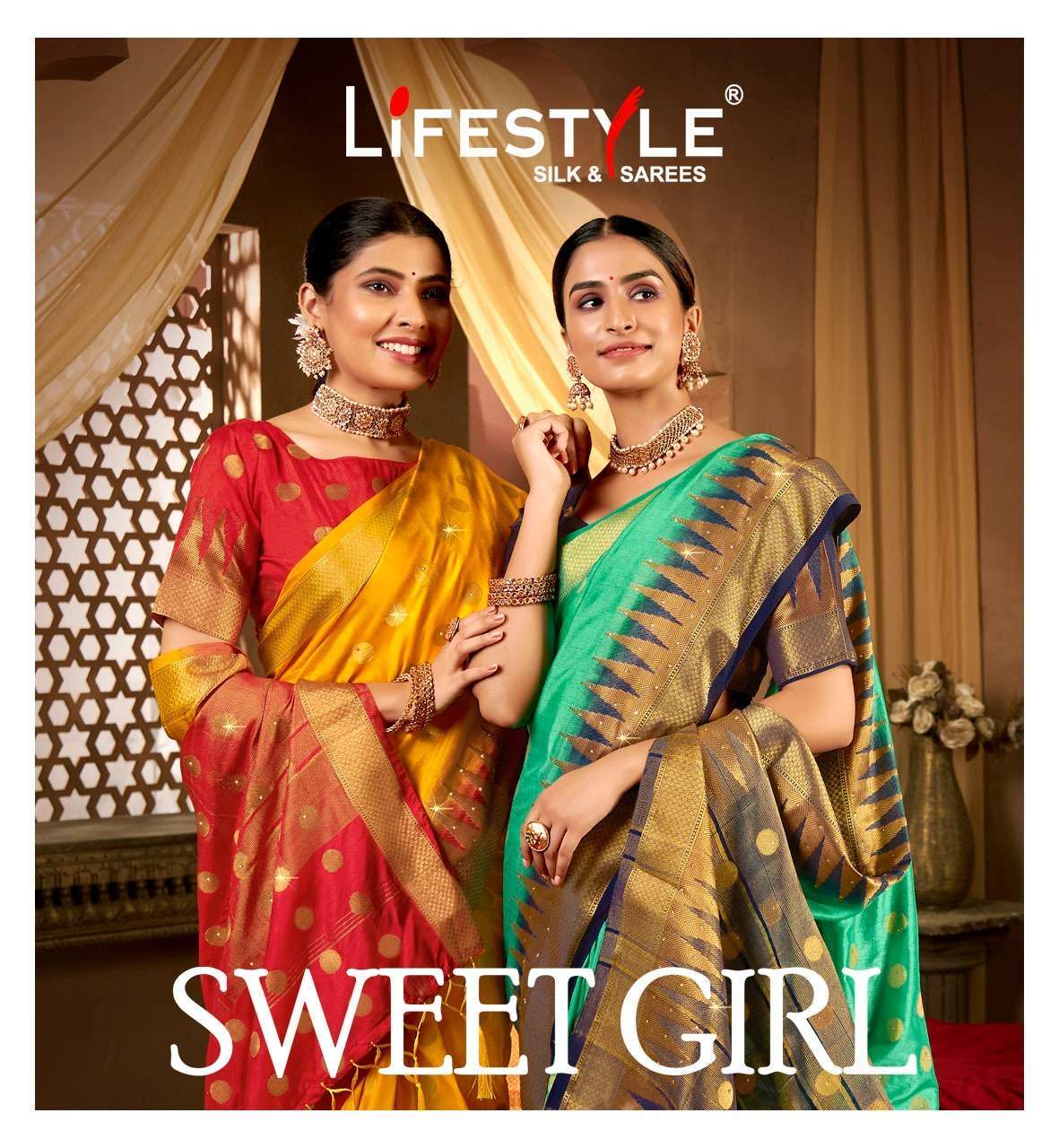 Lifestyle sweet girl traditional dola silk sarees at wholesa...