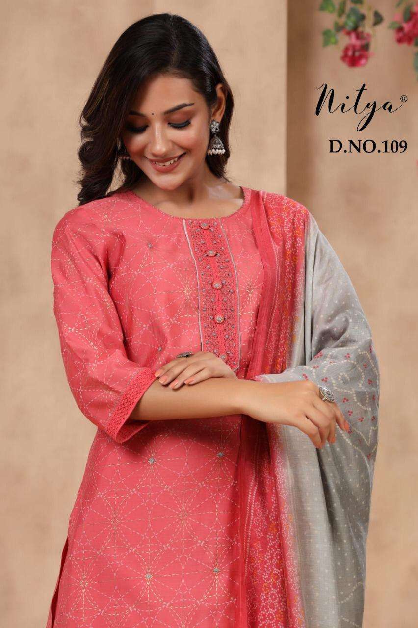 LT fabrics nitya 109 modal silk with work readymade salwar k...