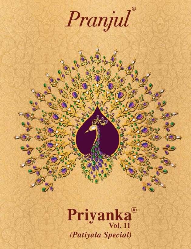 Pranjul priyanka vol 11 printed cotton readymade patiala sui...