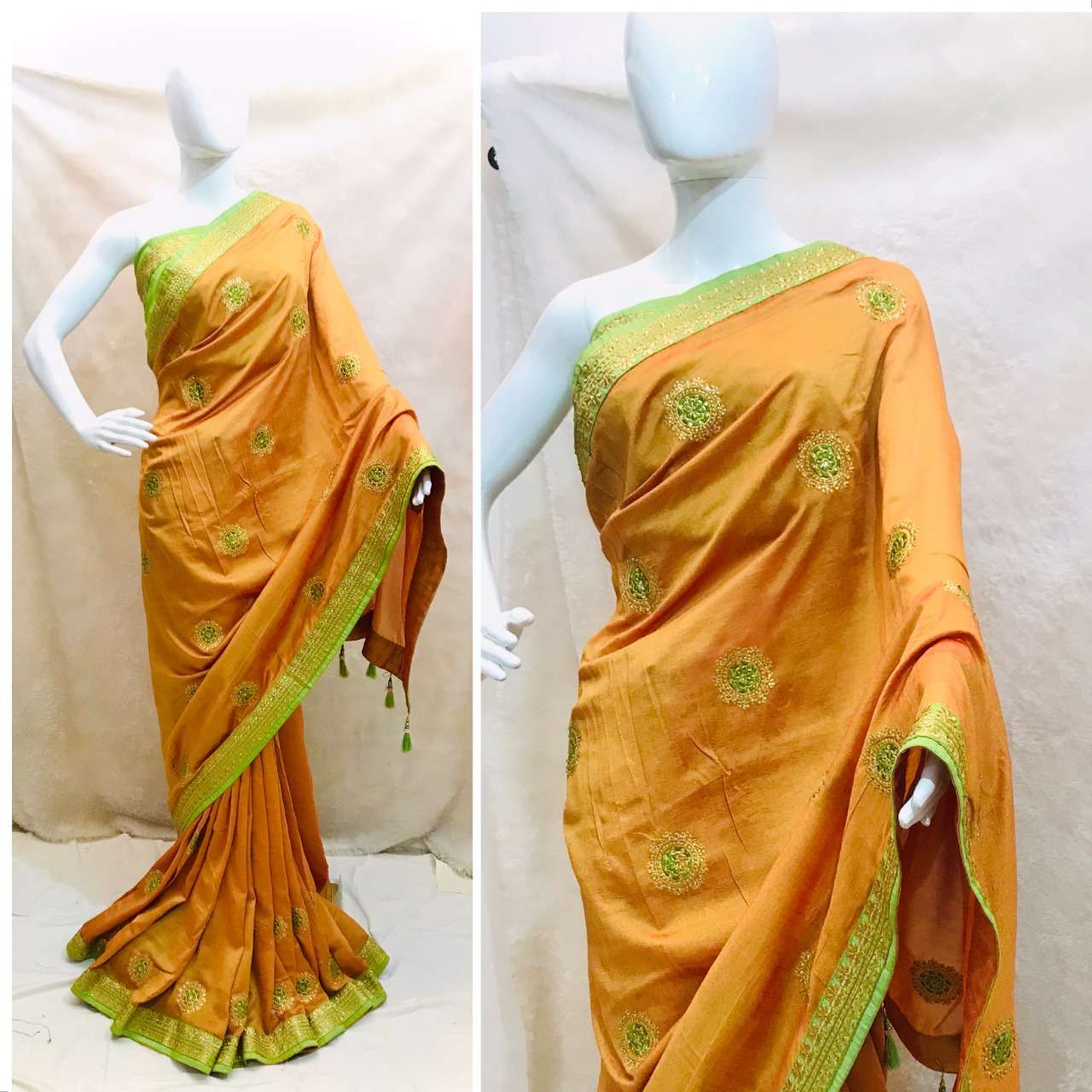 Radhika vichitra silk work hand diomad  with embroidery work...